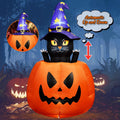 5.3 FT Halloween Inflatable Animated Witch Cat in Pumpkin, Blow Up Yard Decorations with Build-in LEDs Lighted Decor for Holiday Party Outdoor Indoor Lawn Garden