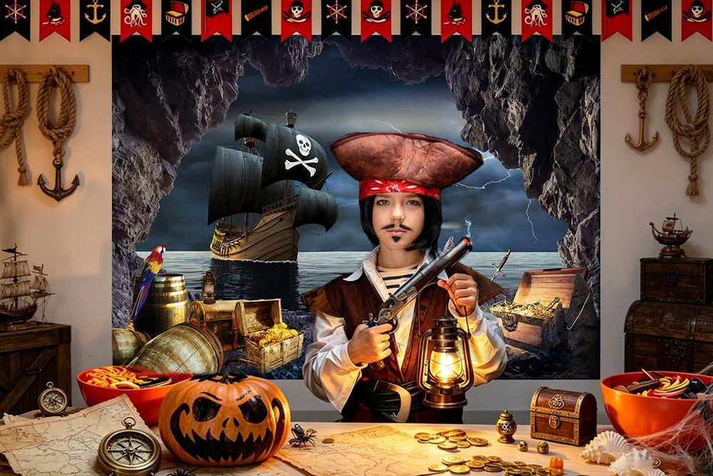 10X8FT Pirate Party Backdrop Halloween Pirate Backdrop F104