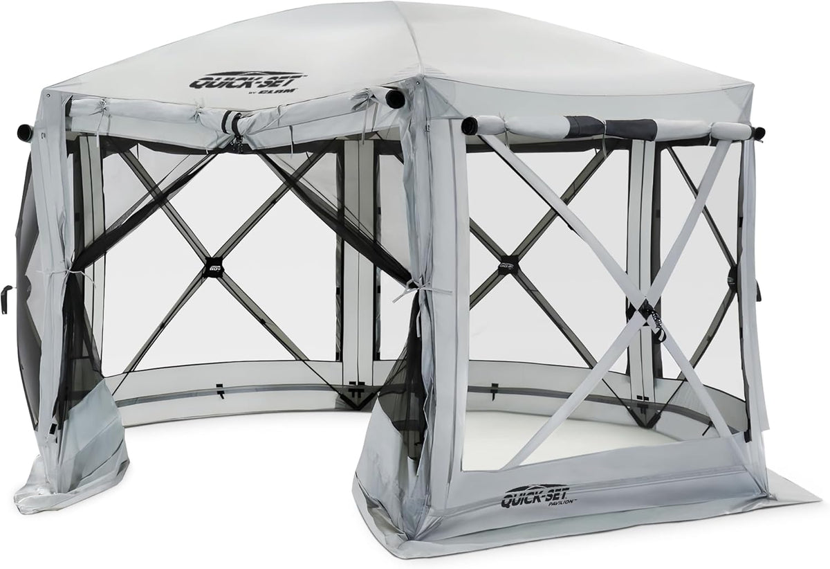 CLAM Pavilion Screen Tent | 12.5 Ft Pop Up Gazebo - Gray 8-Person Shelter