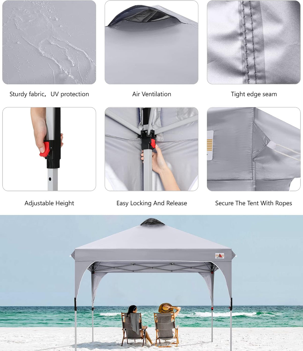 abccanopy 10x10 pop up canopy tent instant outdoor showing dimensions