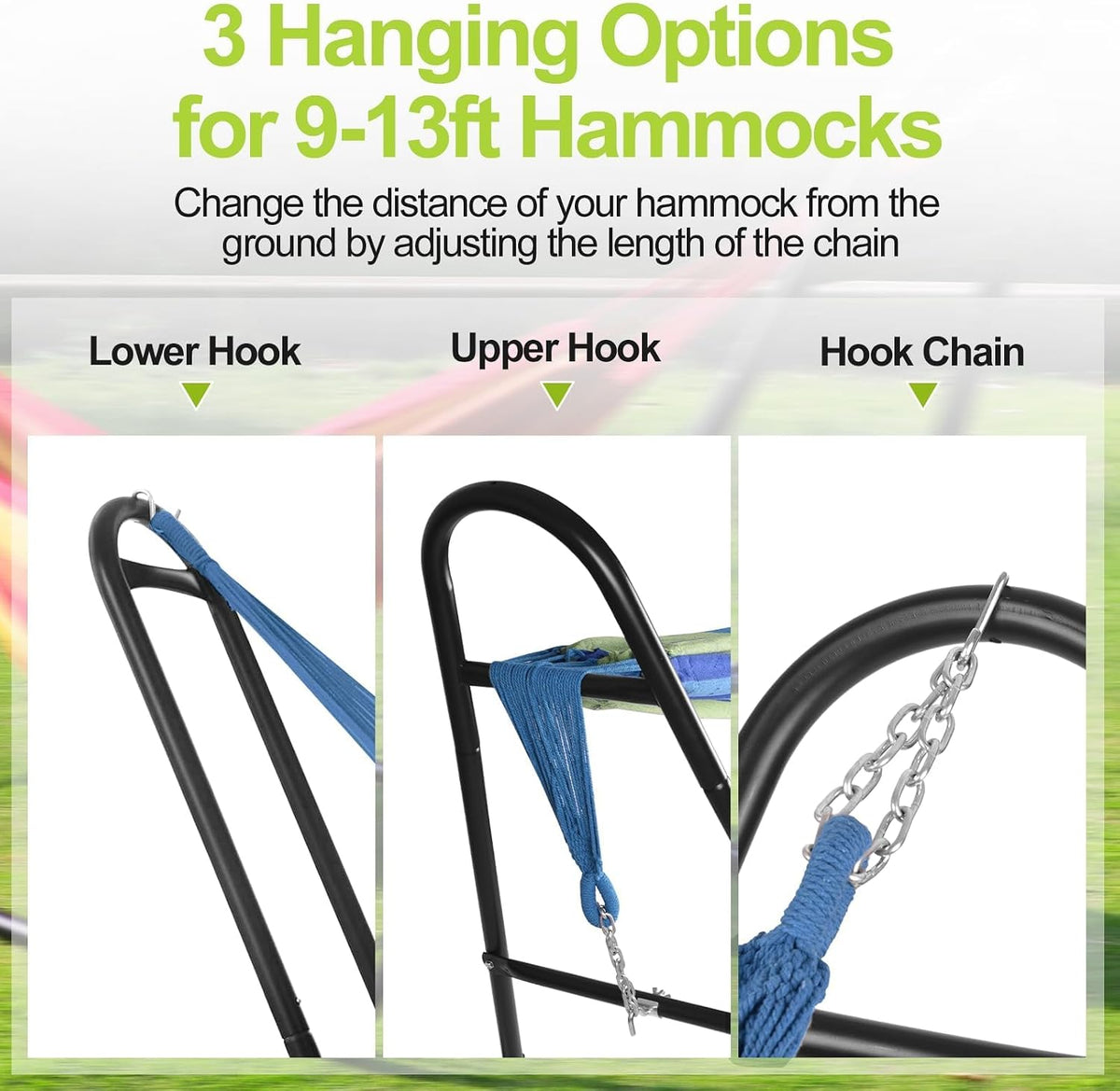 Duble Heavy Duty Steel Hammock Stand for Outside, 550 LBS Capacity