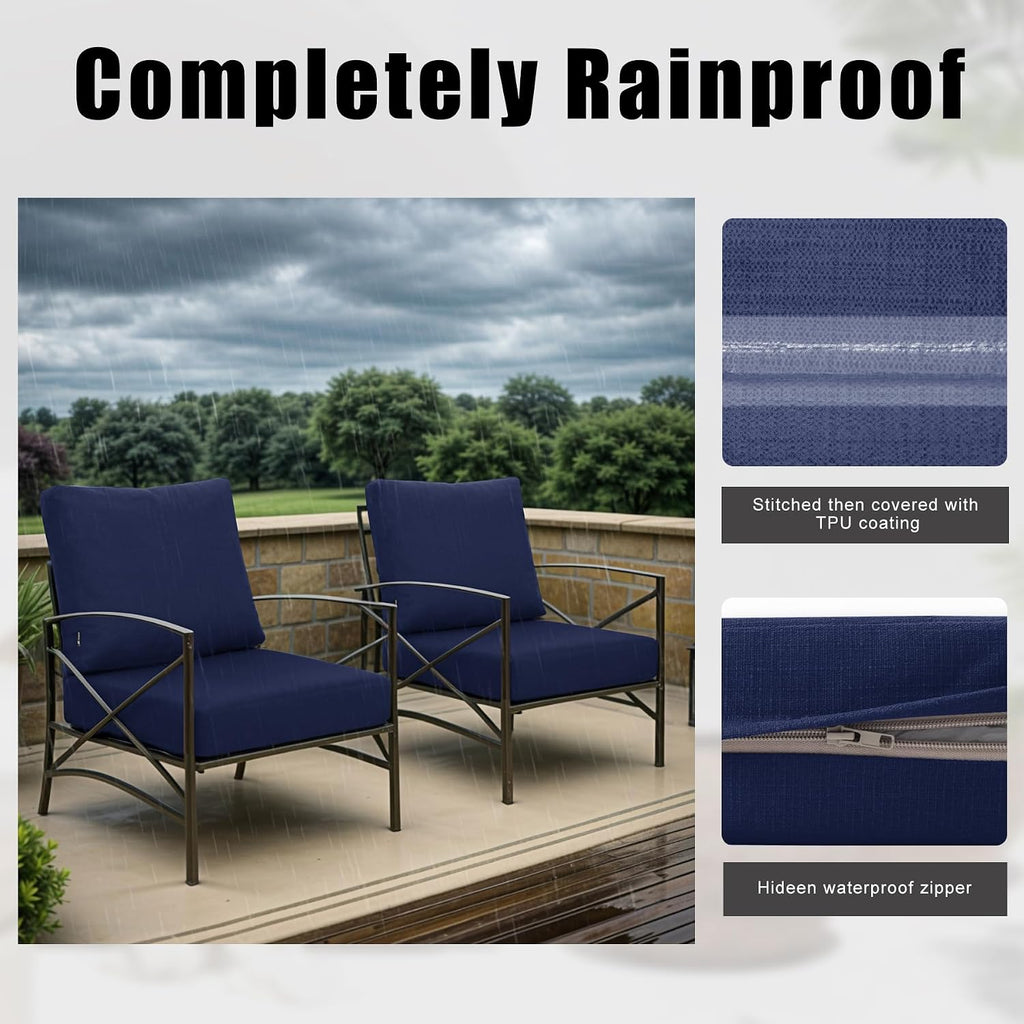Favoyard Deep Seat Patio Cushion Set, Blue, 19 x 19 inch