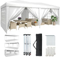 Aoxun 10x20 Pop Up Canopy Tent with 6 Sidewalls, Party Tent, White
