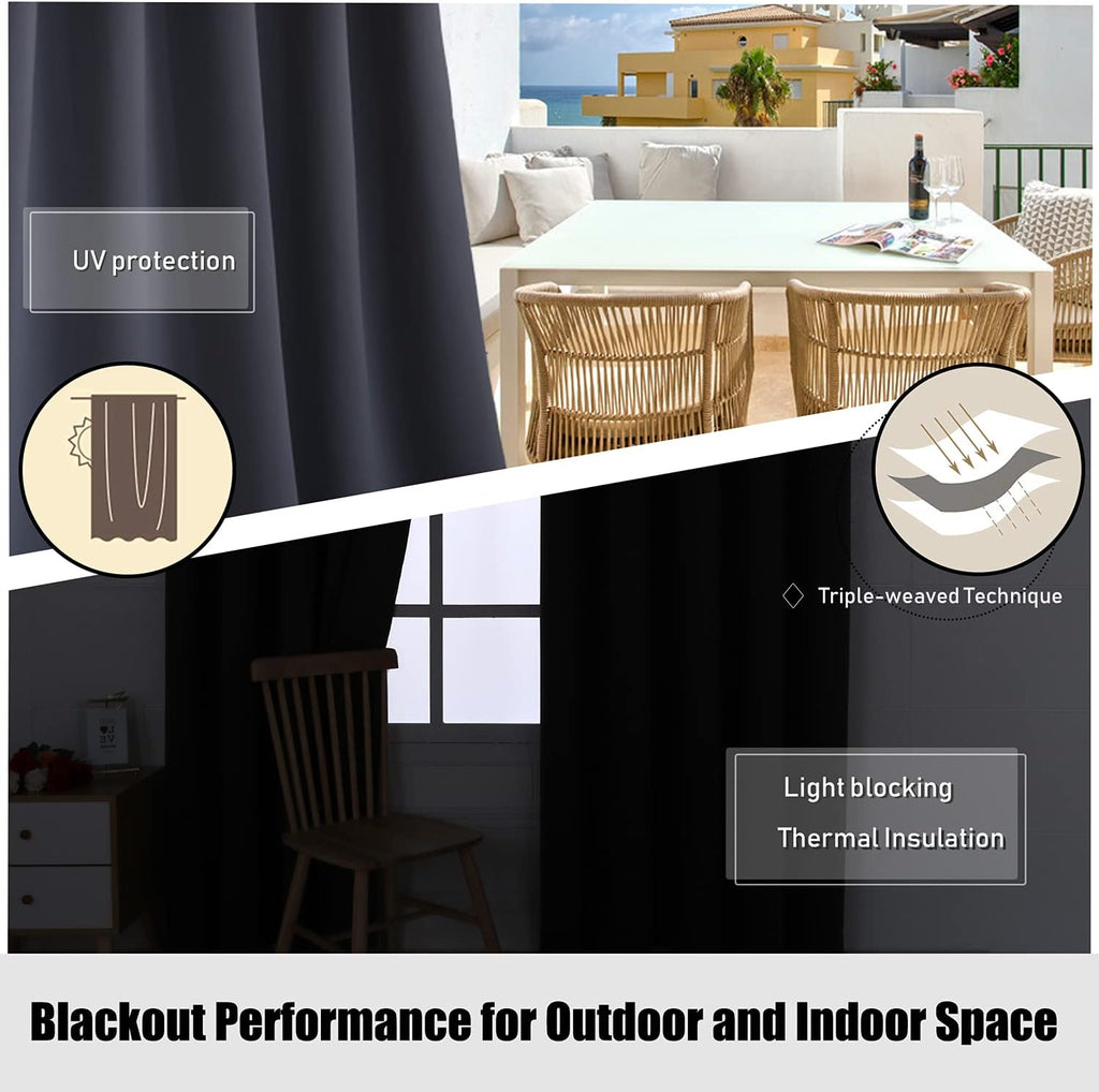 BONZER Waterproof Indoor/Outdoor Curtains for Patio Thermal Insulated