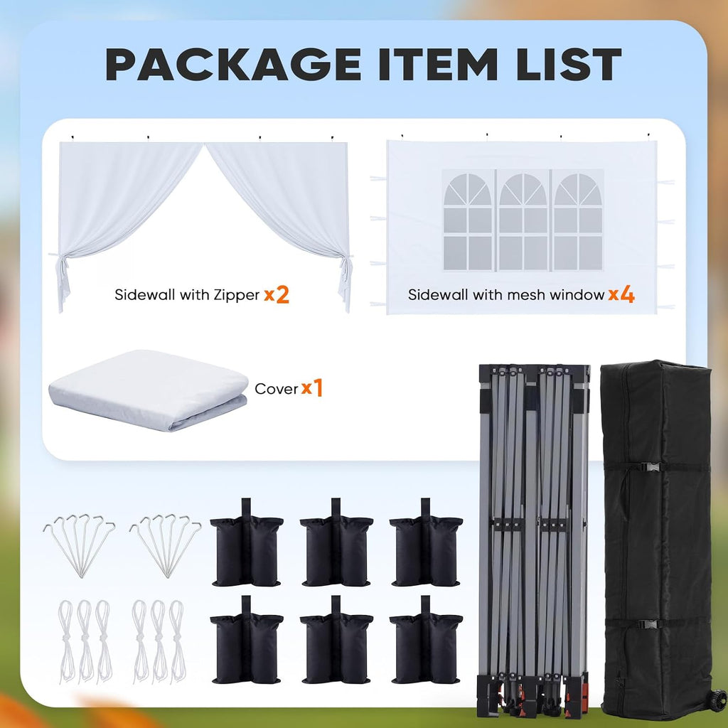 Quictent 10x20FT Pop up Canopy Tent with Church Sidewalls