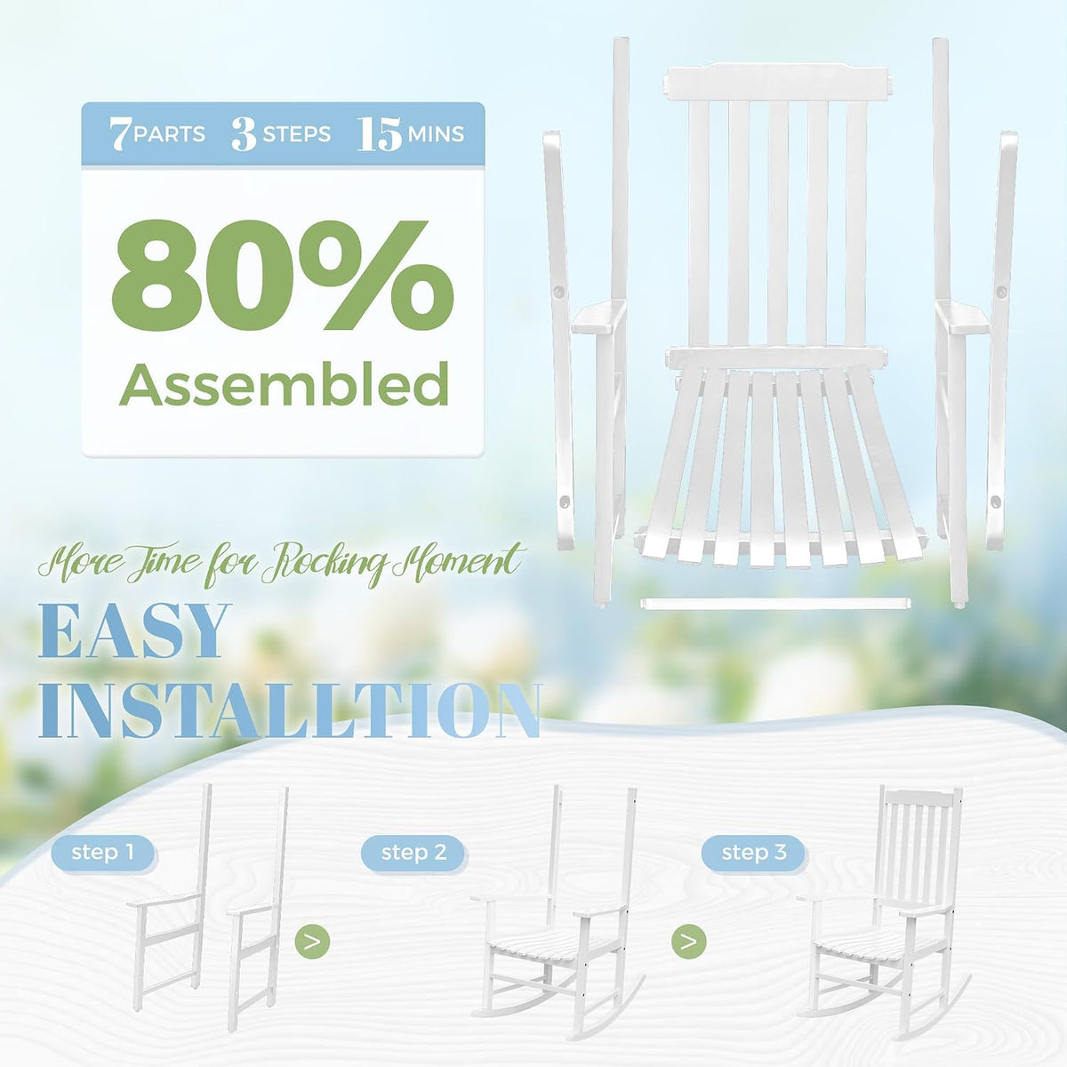 flamaker acacia wood porch rocking chairs set of showing dimensions