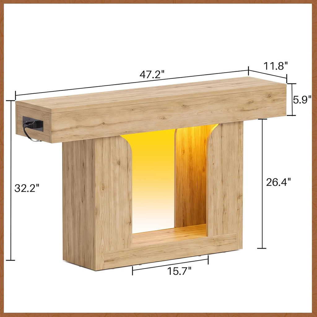 Homieasy Console Table, 47" Entryway Table with Charging Station