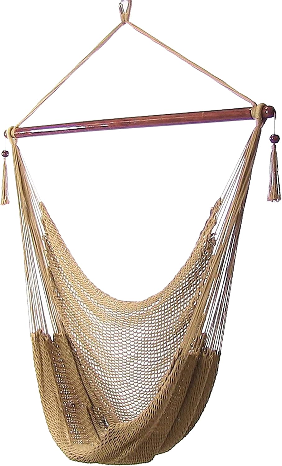 Sunnydaze Hanging Hammock Chair Swing for Patio, Caribbean, Tan