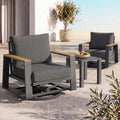 Vexwalx Aluminum Luxury Outdoor Swivel Patio Chairs with Table Set, Oversized 3 Pieces Patio Conversation Furniture Set with High Back&Washable Cushions, Outdoor Bistro Set for Porch, Deck, Graphite