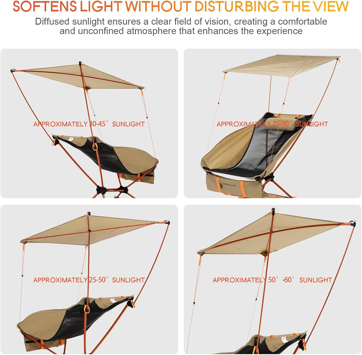 Portable Folding Camping Chair with Sunshade Canopy for Adults