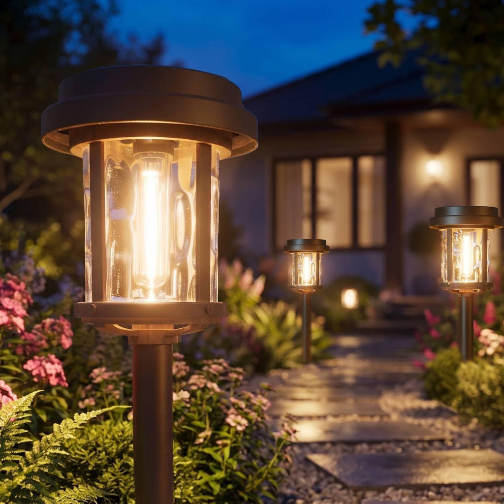 XMCOSY+ Solar Pathway Lights, 6 Pack Solar Outside Garden Landscape Lights