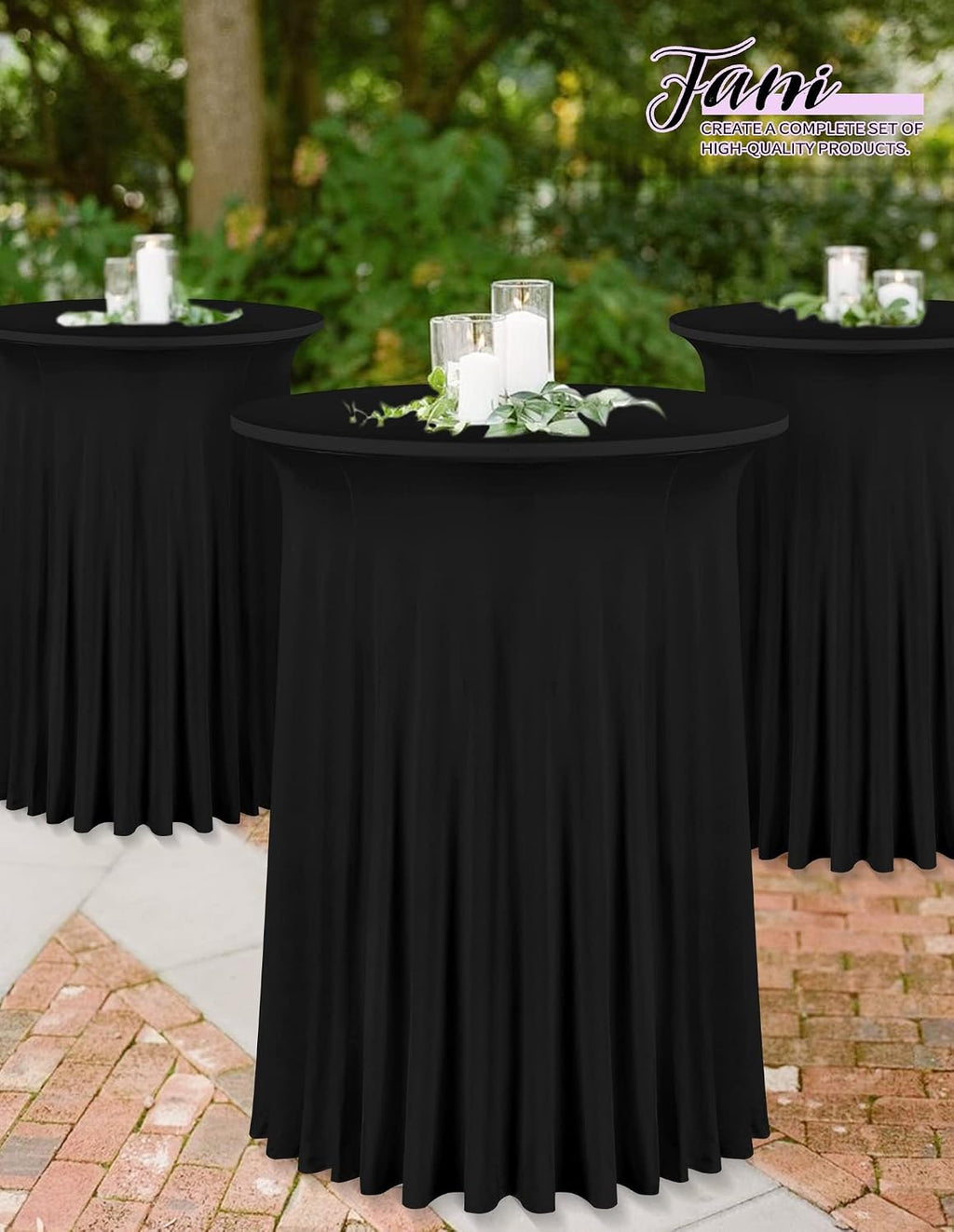 fani 10 Packs 24"x 43" Round Cocktail Table Skirt, Black