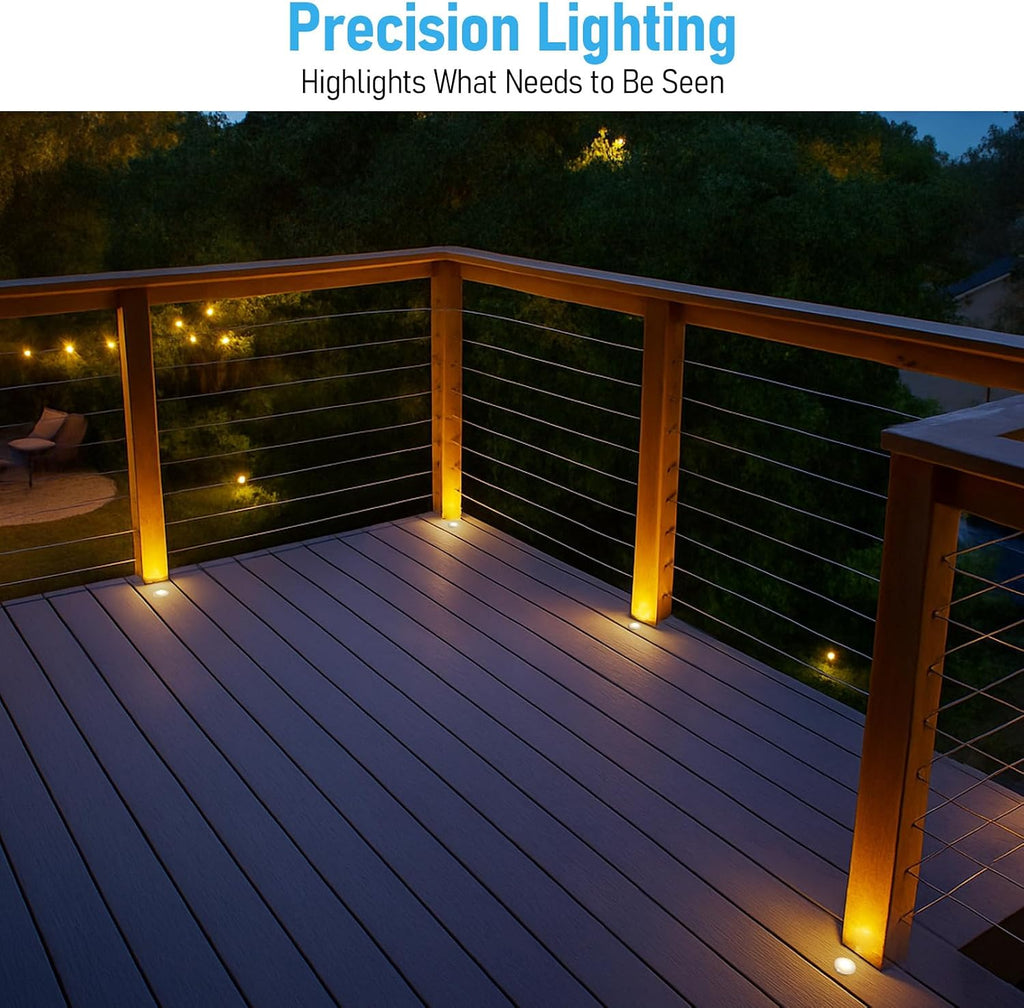 leonlite 12-pack 3000k recessed low voltage deck light showing dimensions