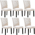 adochr Velvet Dining Chairs Set of 6, Parsons Kitchen Chair, Beige