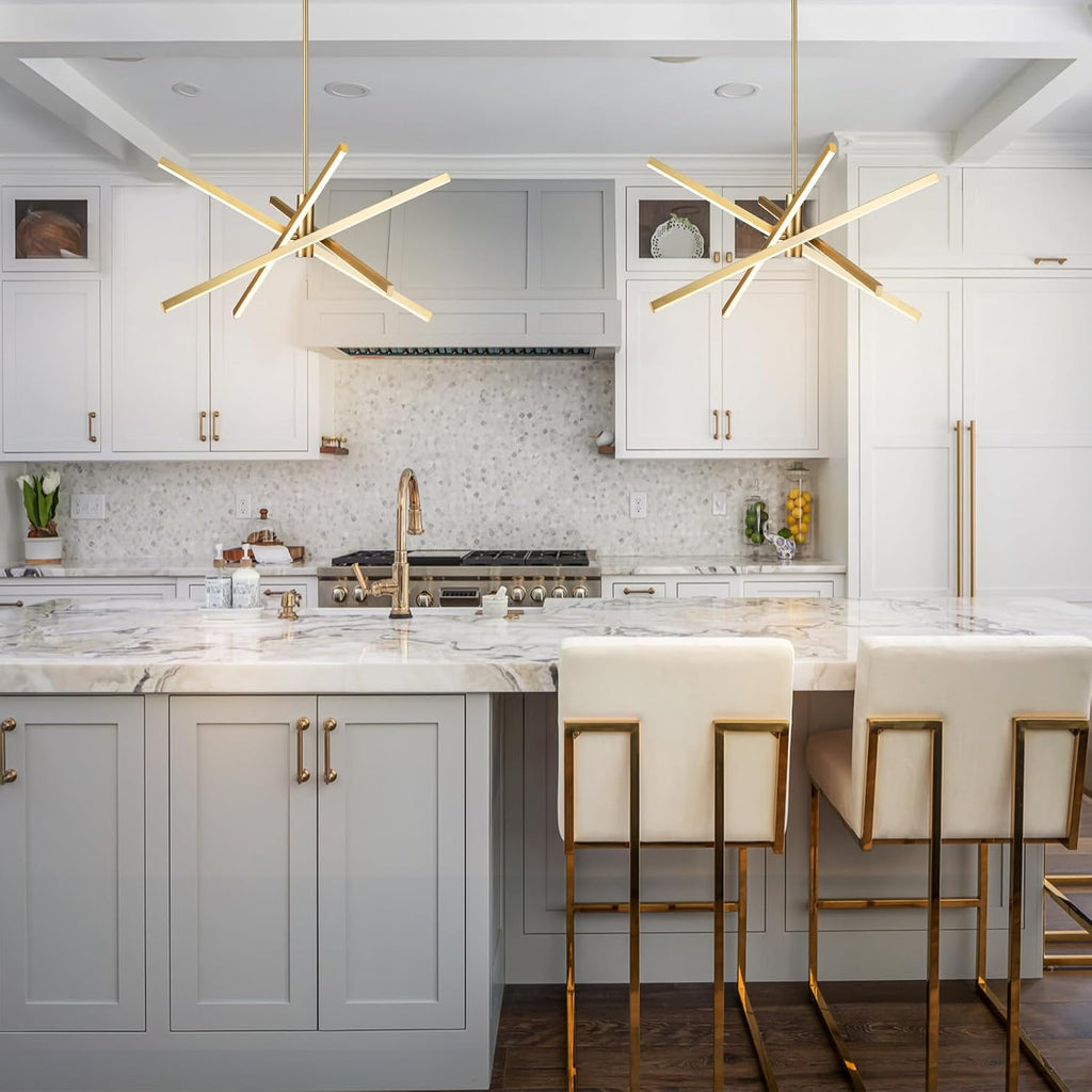 Gold Sputnik Chandeliers for Dining Room Modern LED Linear Chandelier Light