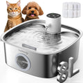 Cordless Wider Tray Dog Water Fountain, 5000mAh Battery Operated Dog Water Bowl Dispenser with 3 Motion Sensor, FEELNEEDY Stainless Steel Pet Water Fountain for Multi-Pets, Easy Setup & Clean, 8L
