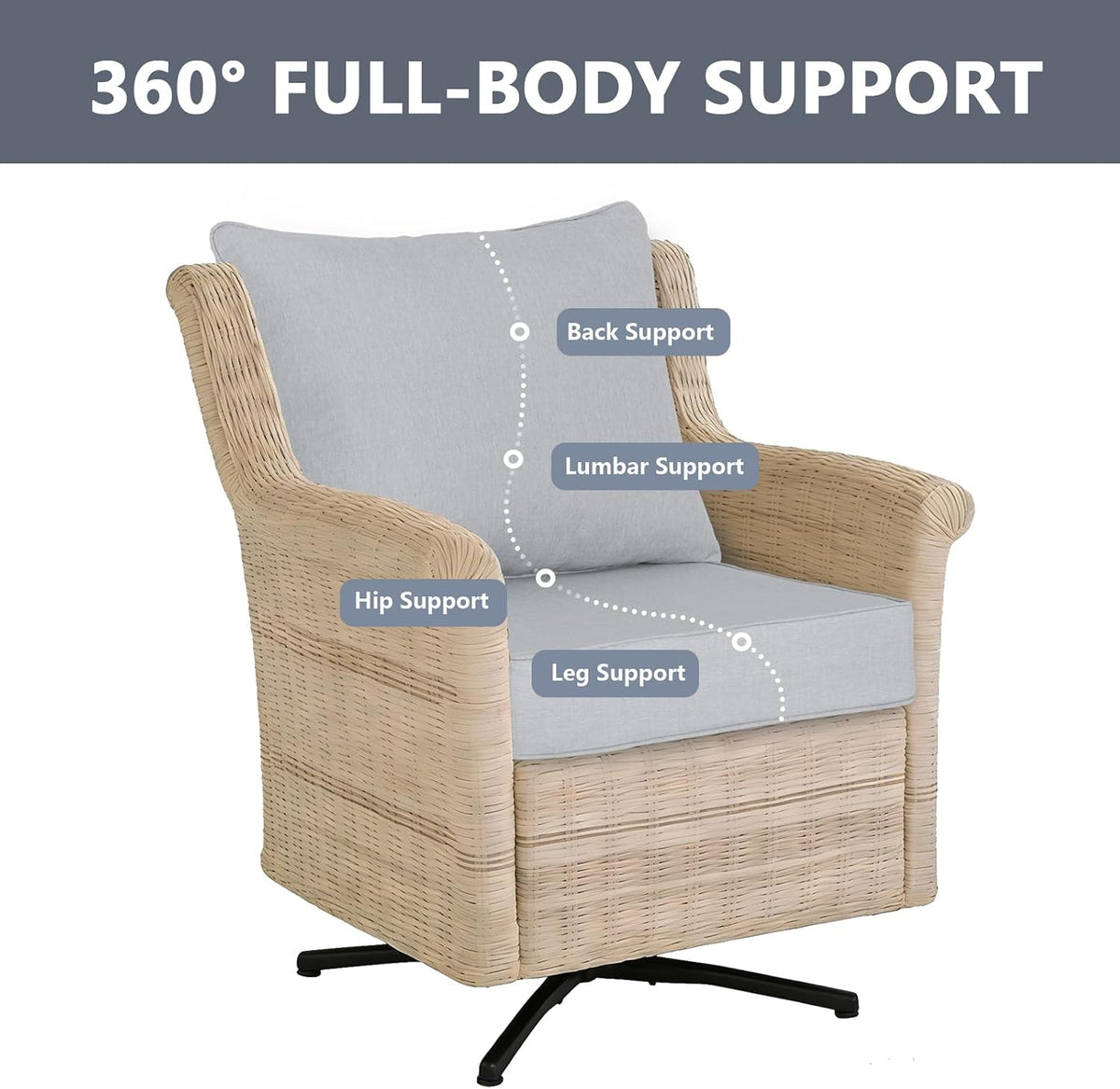 Goodgoods 24x24 Outdoor Deep Seat Cushions 2-Pack, 30D Foam, Stone Gray