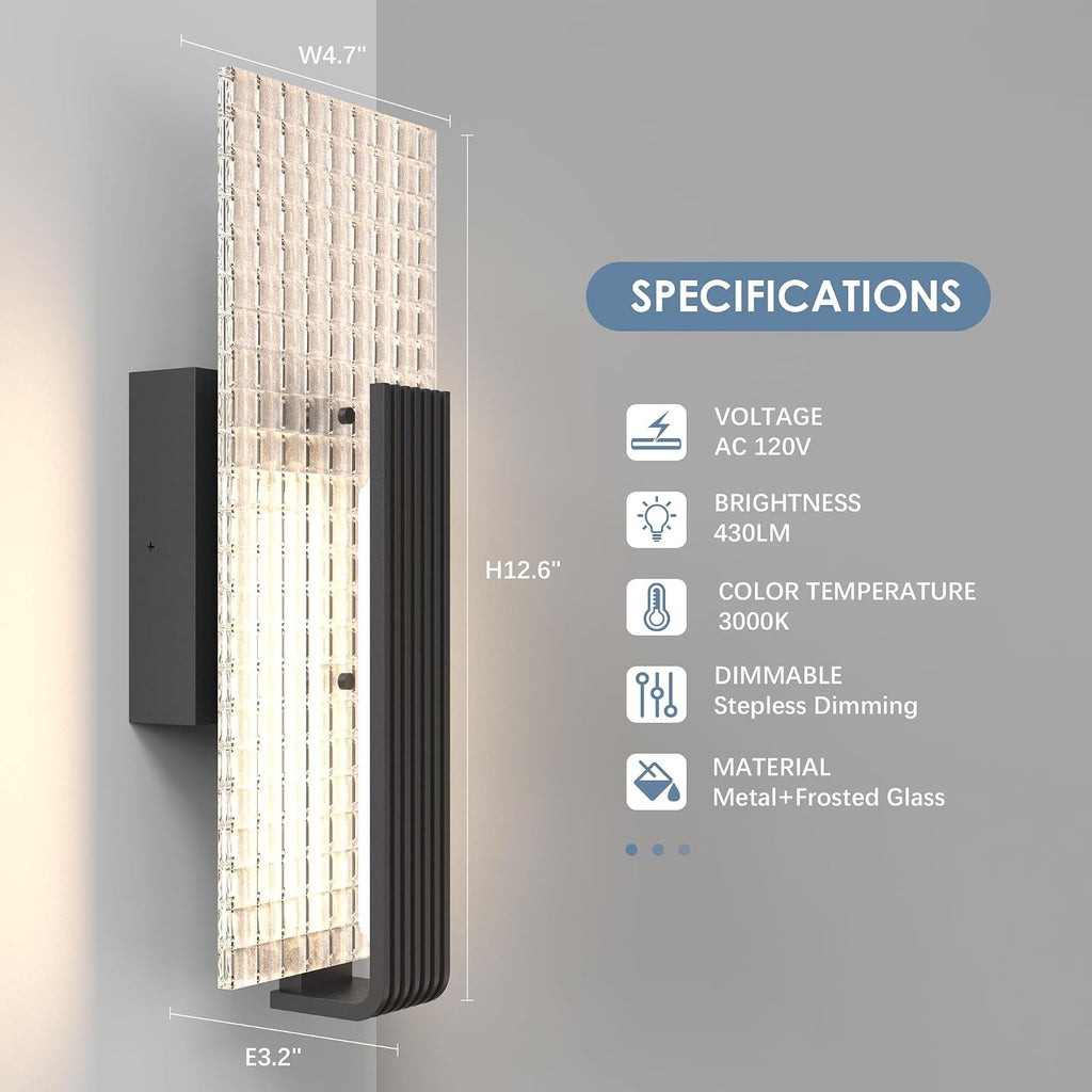 Black Wall Sconce Indoor, Modern LED Wall Light Fixtures Set of 2