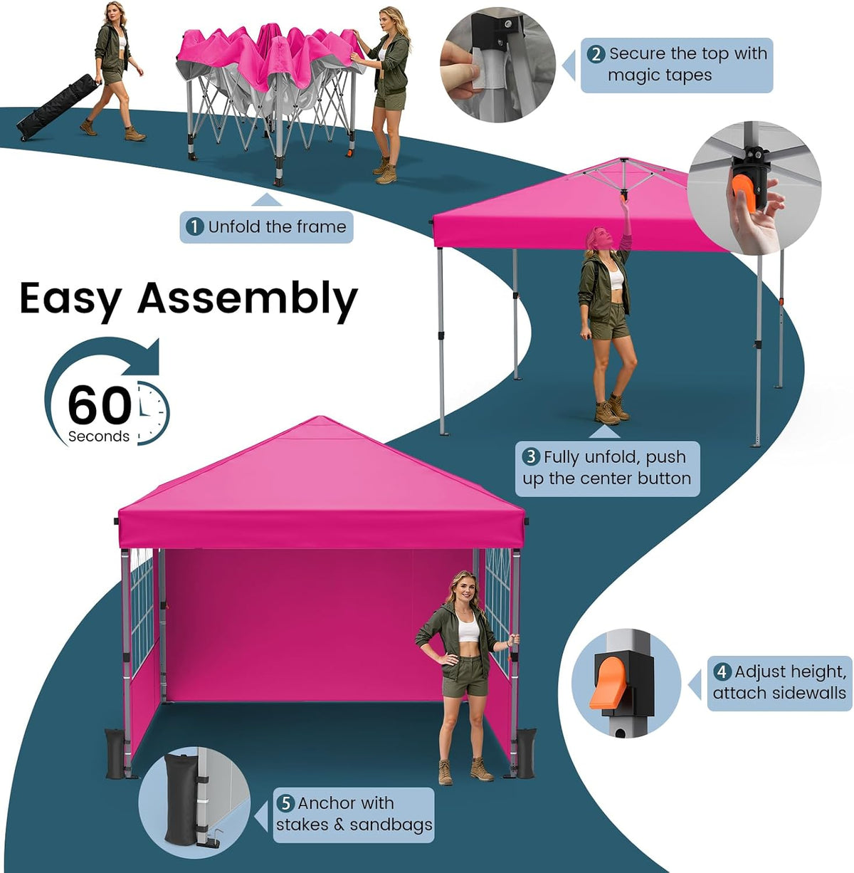 Raynesys 10x10ft Pop Up Canopy Tent with Sidewalls for Events, Parties