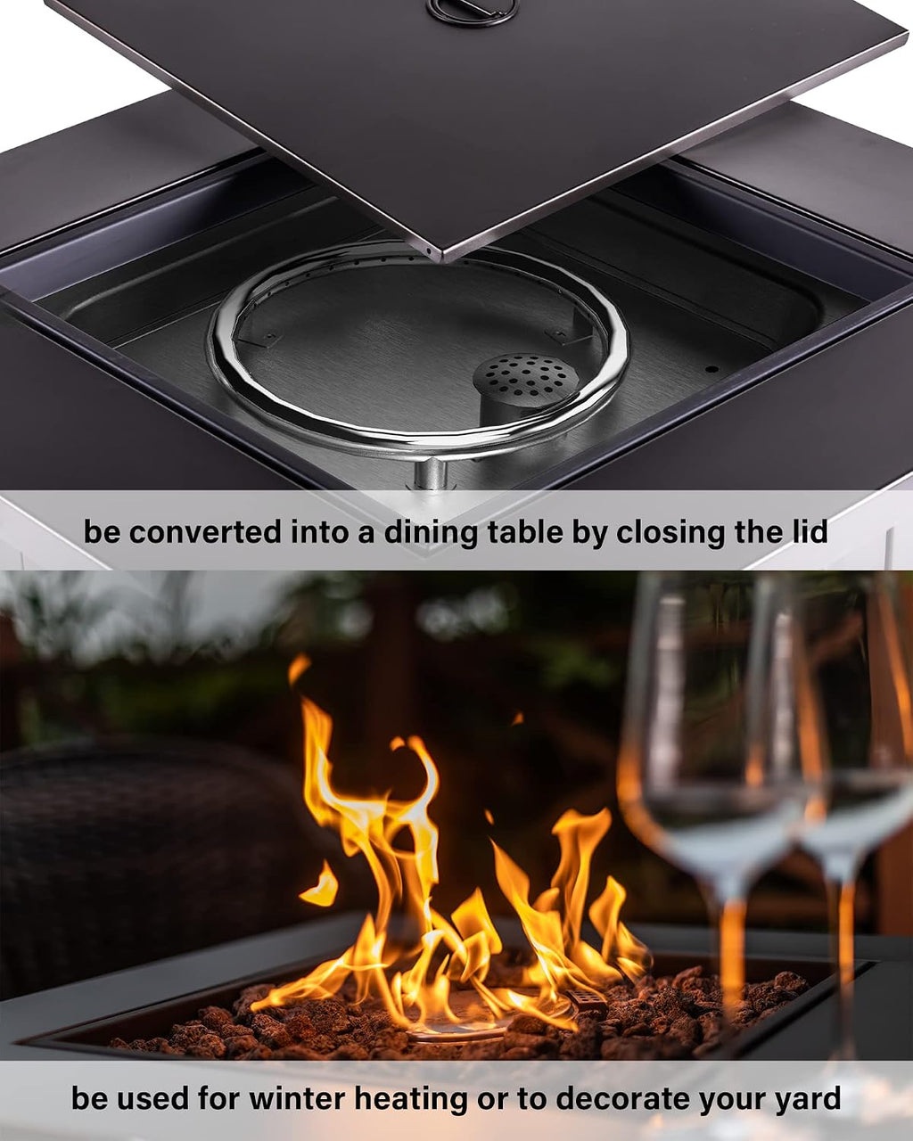 LEGACY HEATING 28in Gas Fire Pit Table, Outdoor Firepit