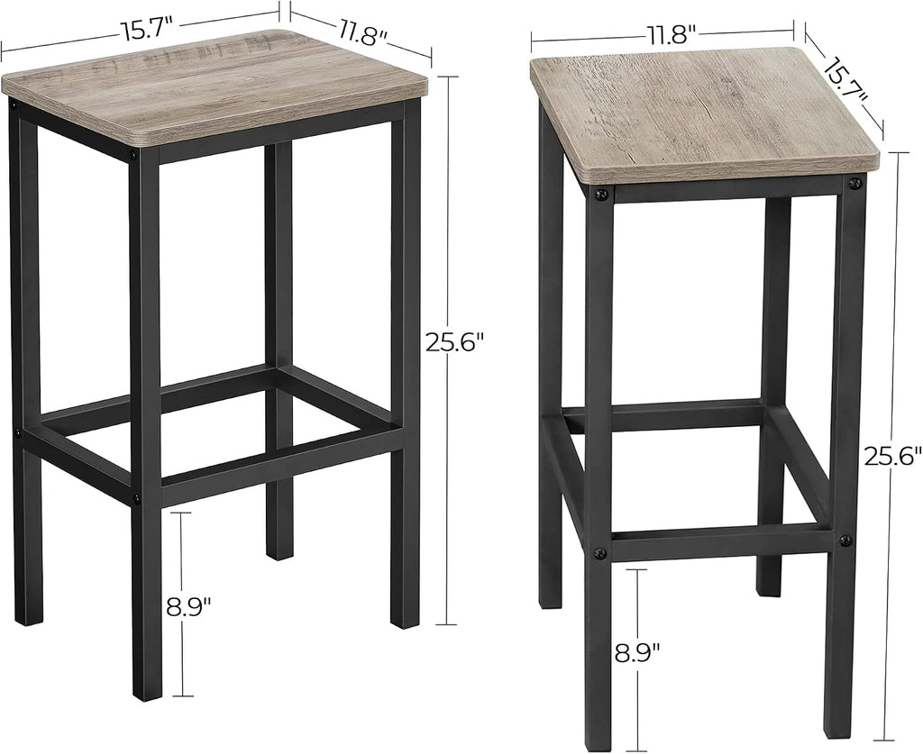 vasagle bar stools set of 2, backless, 25.6, close-up detail
