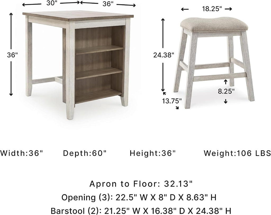 Signature Design by Ashley Skempton 3-Piece Counter Height Dining Table Set