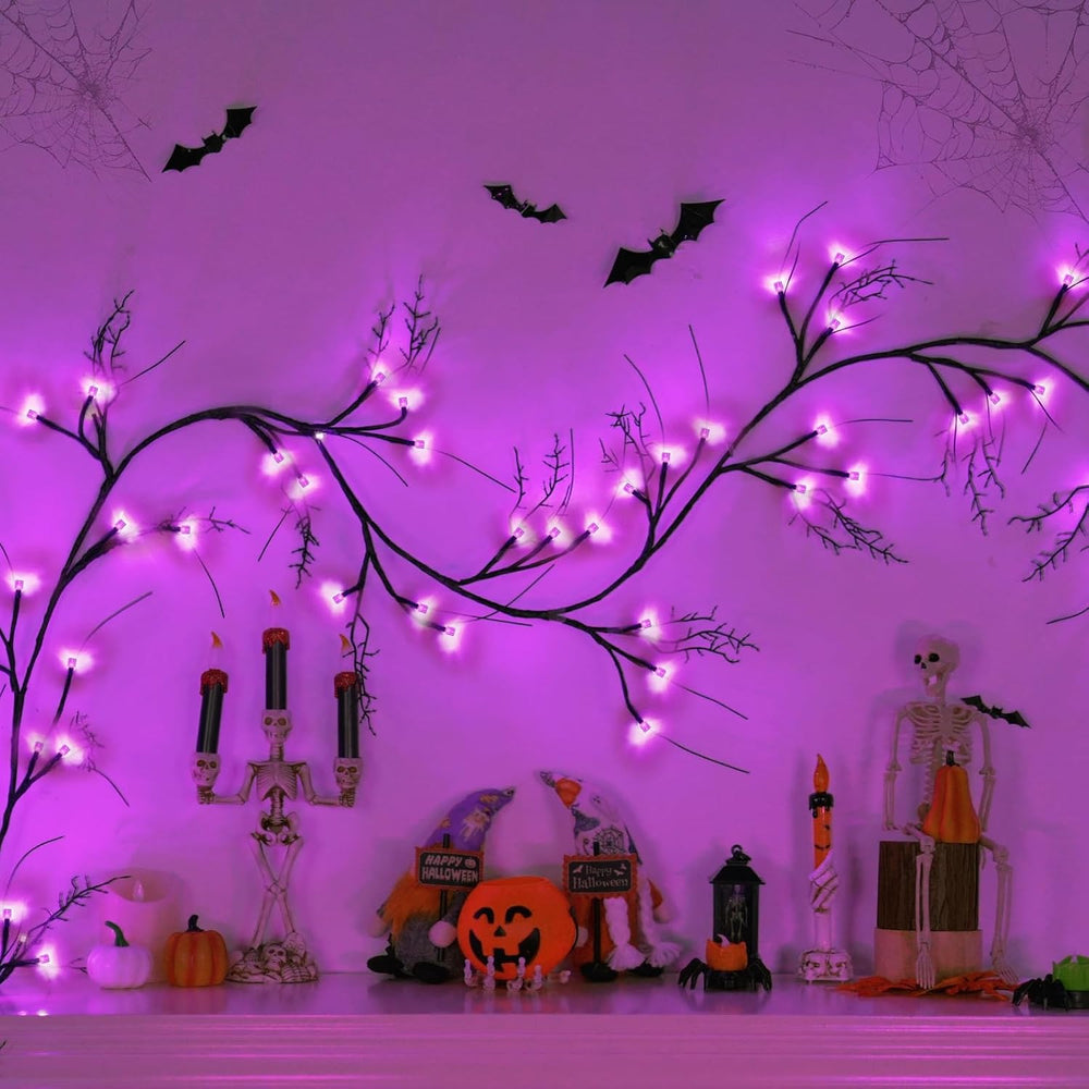 Couah [8 Modes & Timer] 9 Ft 72 LED Halloween Willow Vine Twig Garland wi...