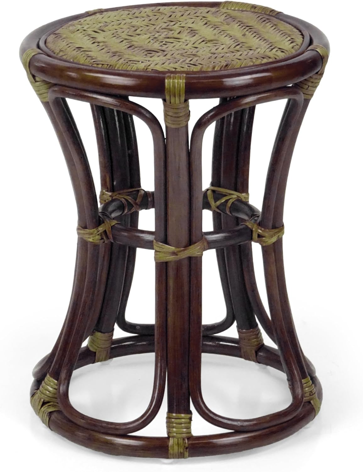 Breeze Handmade Rattan Wicker Stool Fully Assembled Dark Brown Color