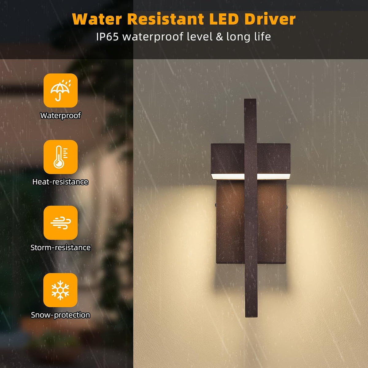 Modern Outdoor Wall Lights Brown Exterior Lighting Fixtures, 13.7'' 2 Pack