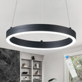 12in LED Ring Chandelier Black Modern Dimmable Pendant Light