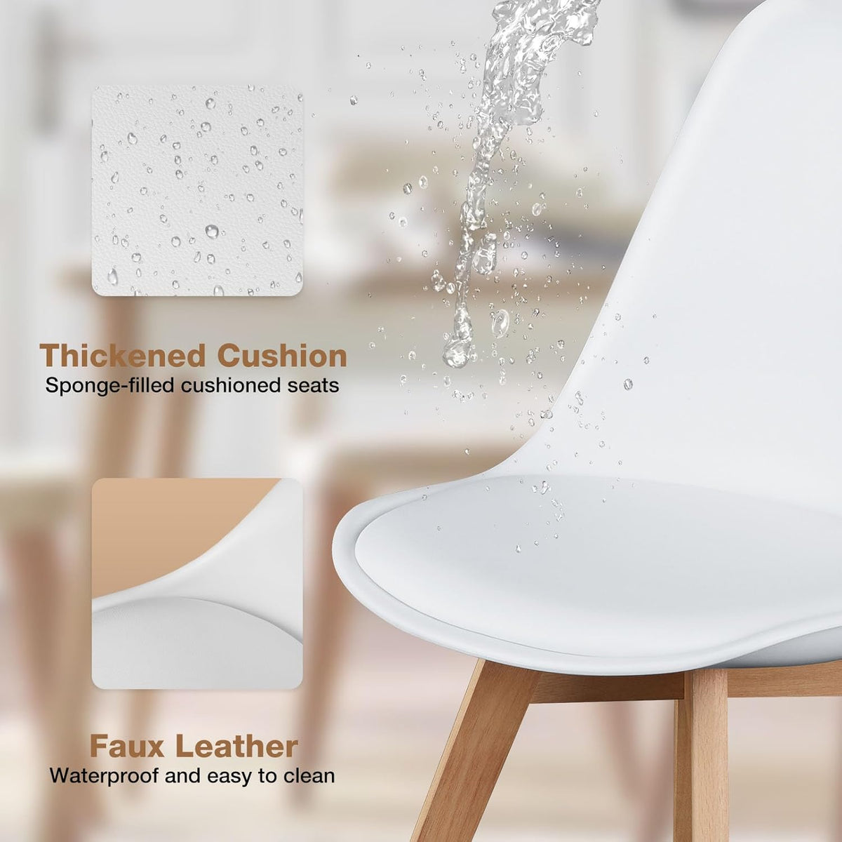 OLIXIS Modern Dining Chairs Set of 8, Plastic Kitchen Chairs with Wood Legs