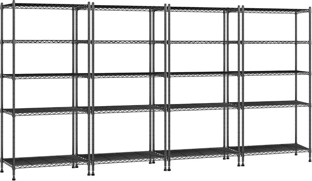 5 Tier Wire Shelving, 1010LBS Pantry Shelves Storage Shelves Adjustable Metal shelving UnitSturdy Steel Wire Shelf for Laundry Bathroom Kitchen Pantry Closet, 13.8"D x 22.4"W x 60"H, 4PCS