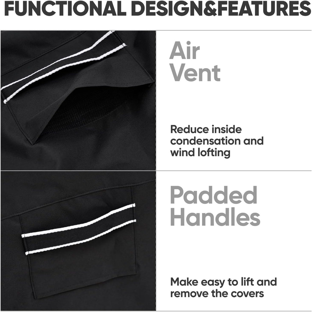 loriano Patio Furniture Covers, 4 Piece Outdoor Furniture Cover Waterproof, Patio Furniture cover set, Lawn Patio Set Covers Black