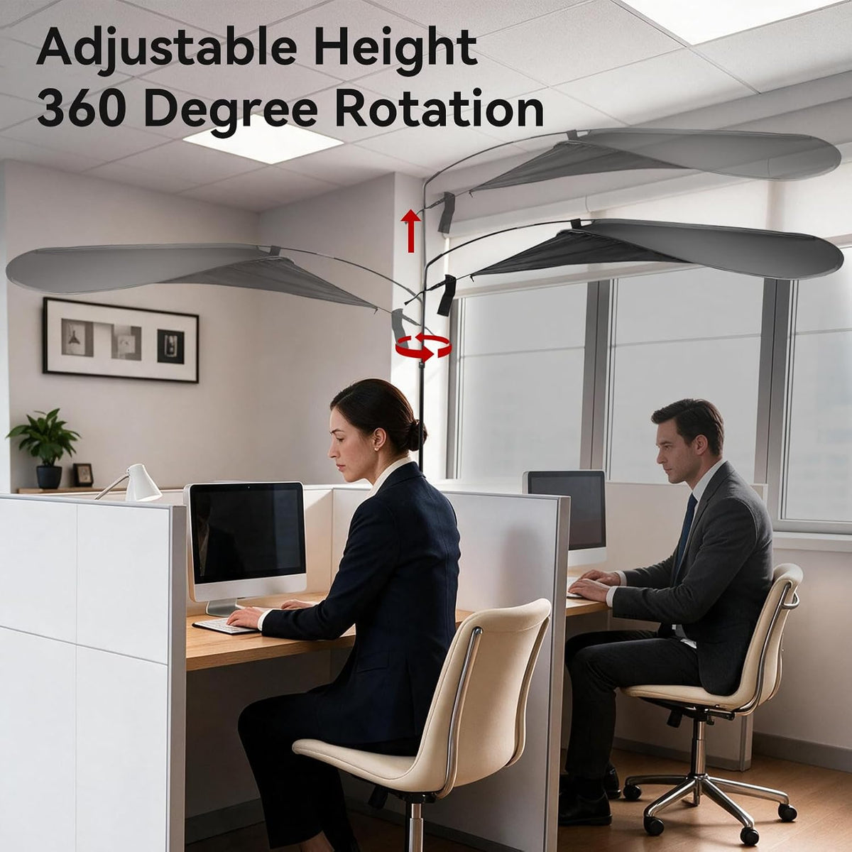 61" Office Cubicle Desk Shade, Adjustable Light Block Privacy Canopy Leaf Cover Shades for Overhead Shield Cubical Accessories