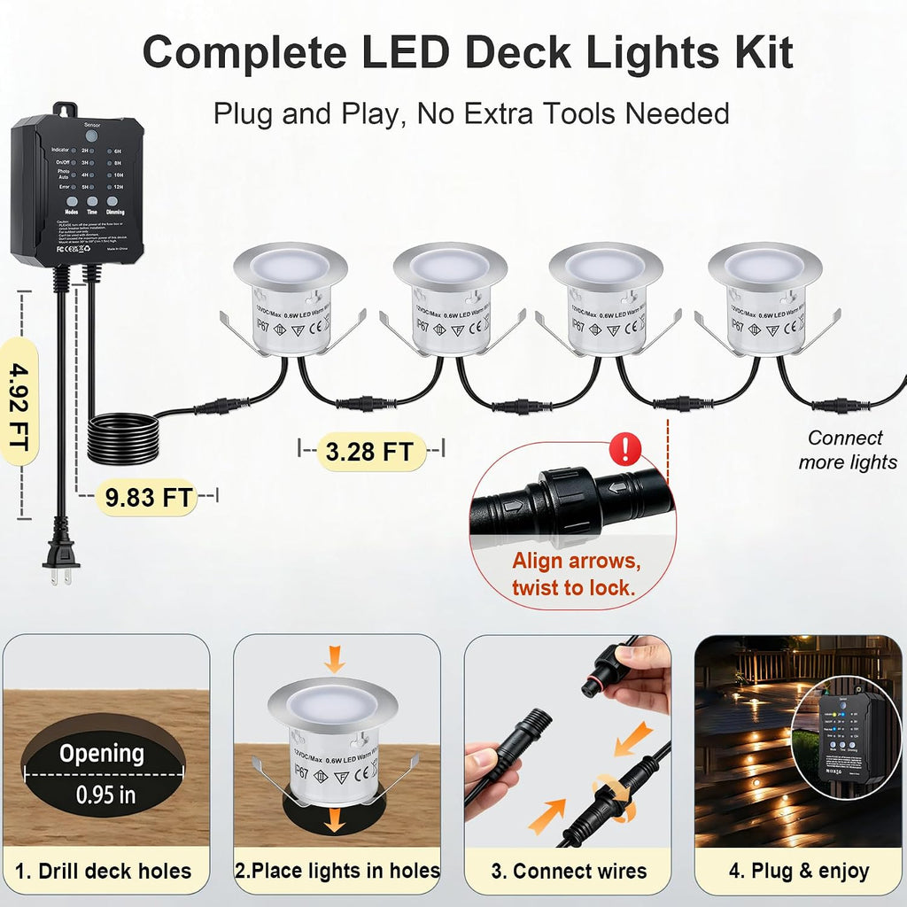 led deck lights with timer & photocell, 36, package contents