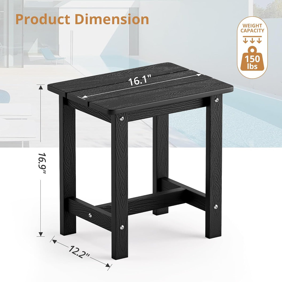 lue bona small outdoor side table, hdps adirondack shown in use
