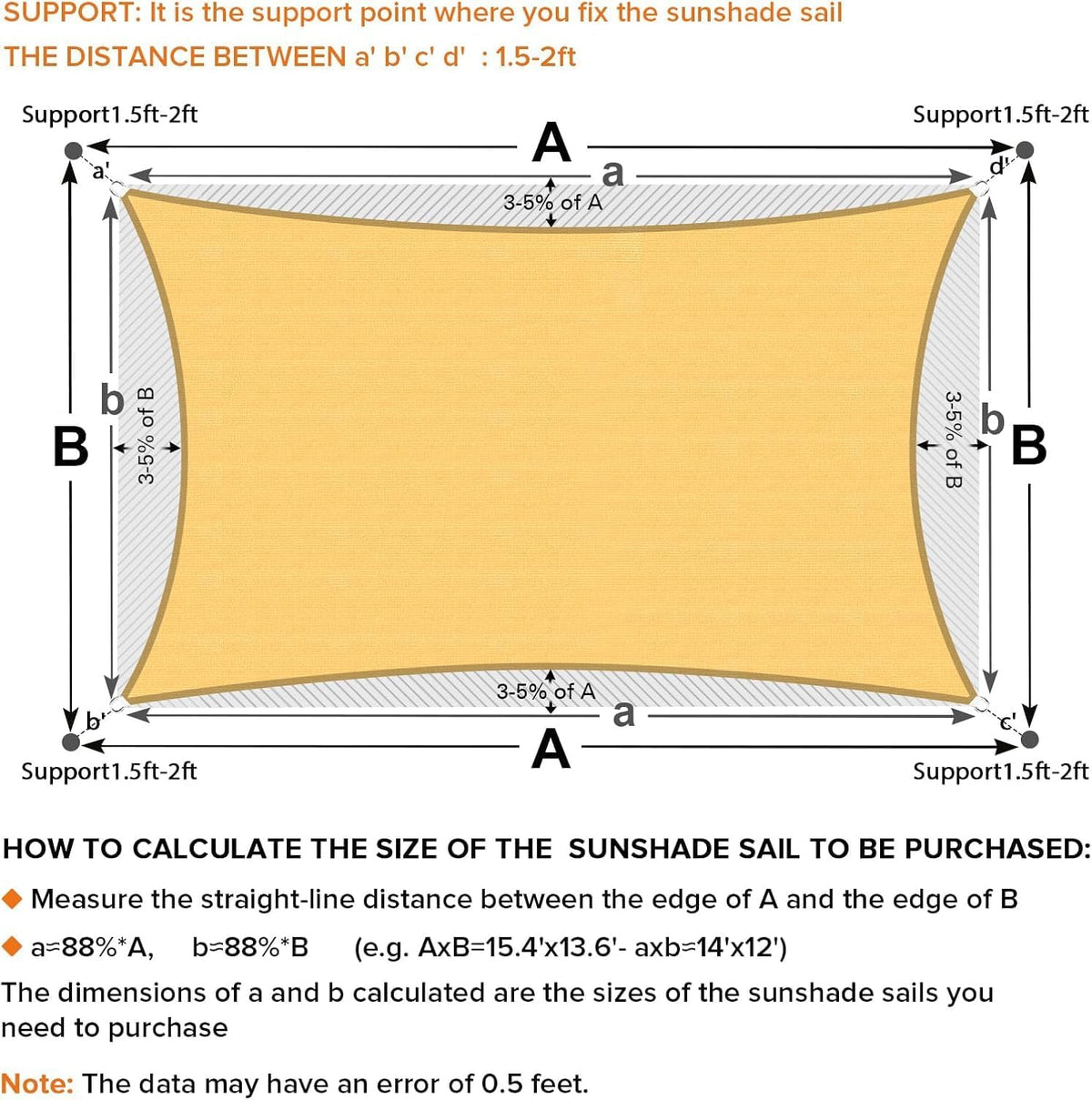 Artpuch Sun Shade Sail 16'X20' Sand Rectangle