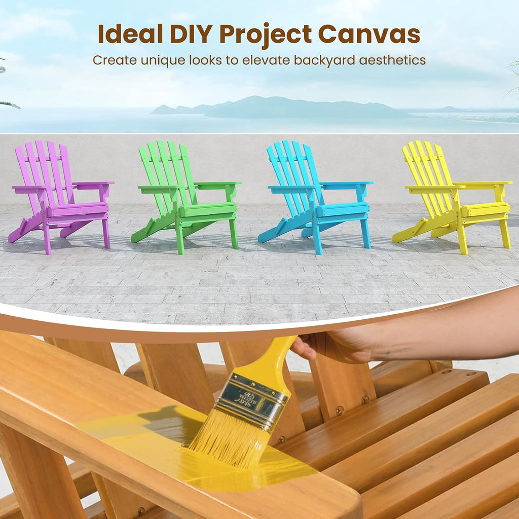 Tangkula Folding Acacia Wood Adirondack Chair, 400 LBS, 1 Pack