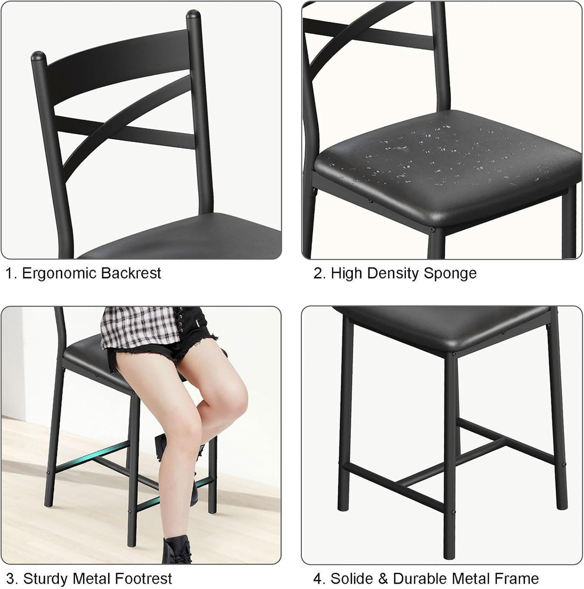 Garvee 26'' Bar Stools Set of 4, Counter Stools with Back & Thick Cushion