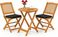 ORALNER 3-Piece Acacia Wood Folding Patio Bistro Set (Black)