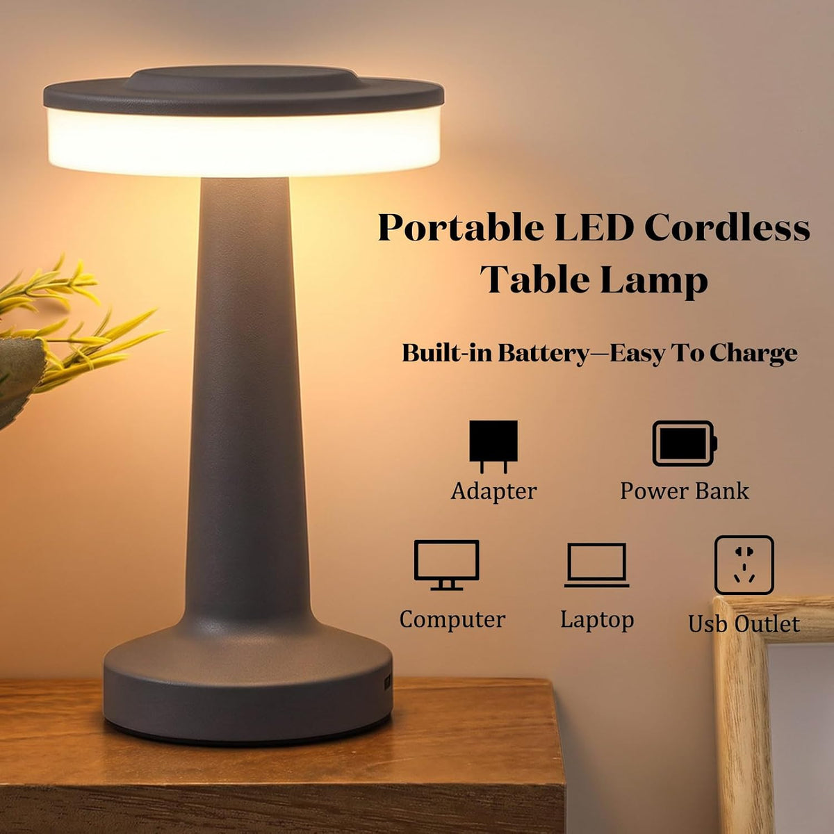riakrum 2 pcs led cordless table lamp bulk, close-up detail