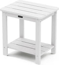 Adirondack Square Outdoor Side Table, 2-Tier Storage Patio End Table, White