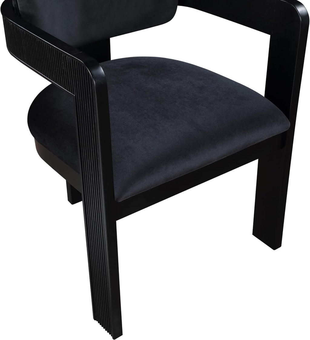 Meridian Furniture Sacha Velvet/Rubberwood Dining Chair, Black, Set of 2