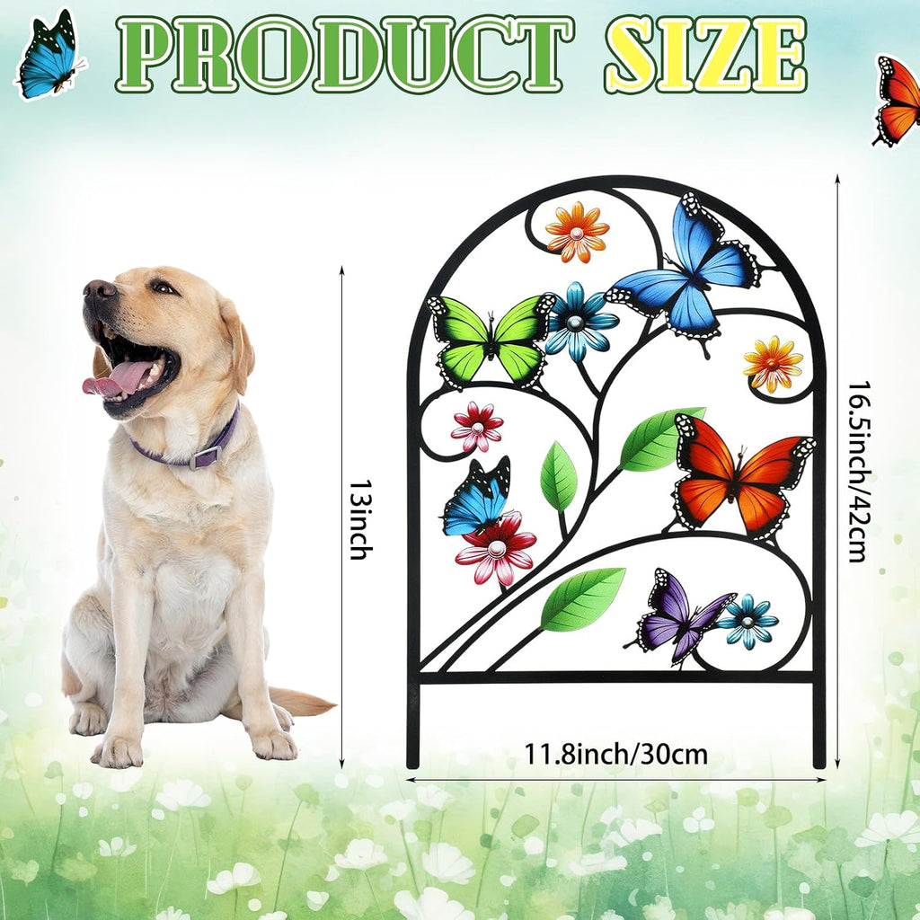 Yaocom 12 Pack Butterfly Garden Fence 16.5" H x 11.8" W Metal Stake