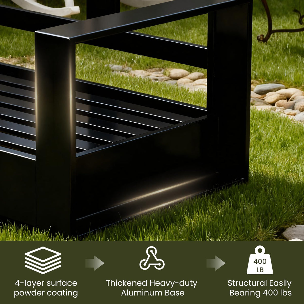 LayinSun 1 Piece Oversized Aluminum Patio Outdoor 3-Seat Sofa