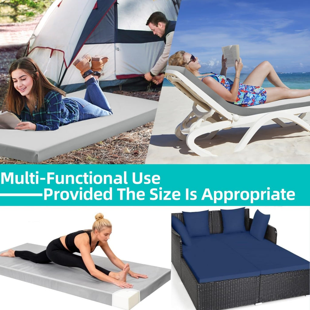 Patio Rattan Double Daybed Replacement Foam Cushion,58"x24"x2", 2-Set