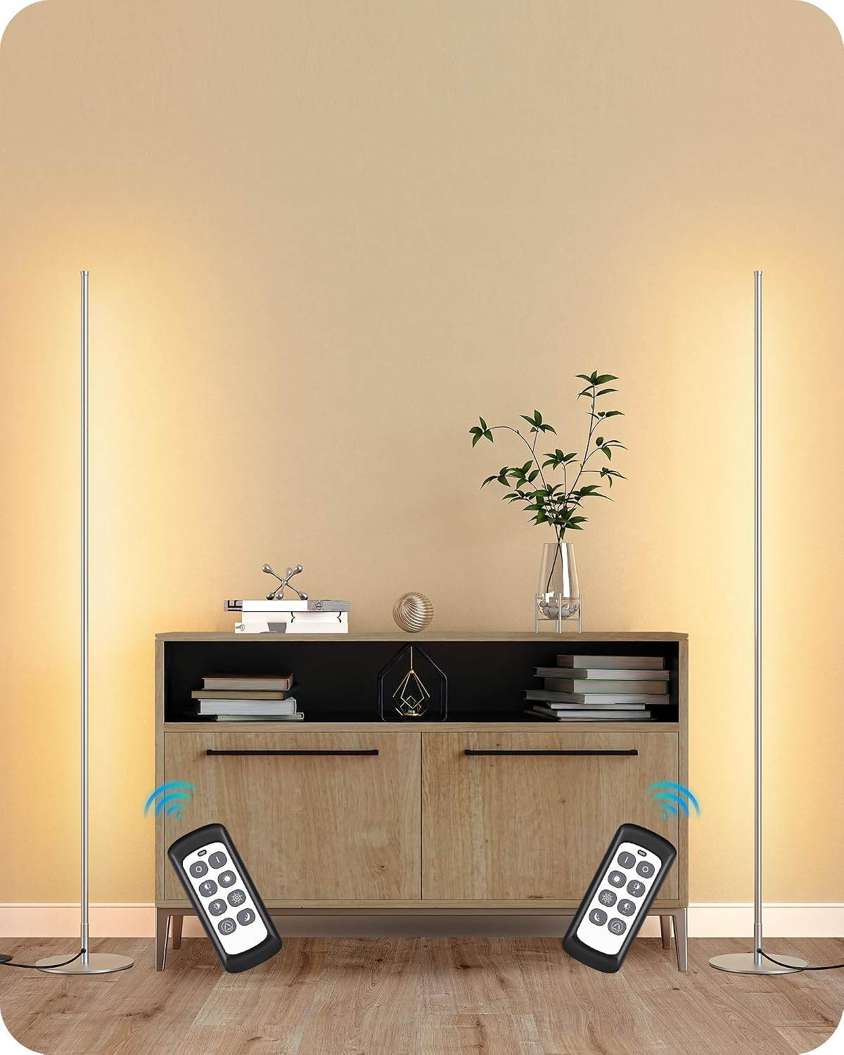 EDISHINE 2 Pack 57.5” Corner Lamp with Remote, Stepless Dimmable & 7 CCT