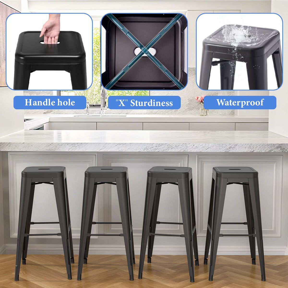 stackable metal bar stool backless counter stools fullmetal, package contents