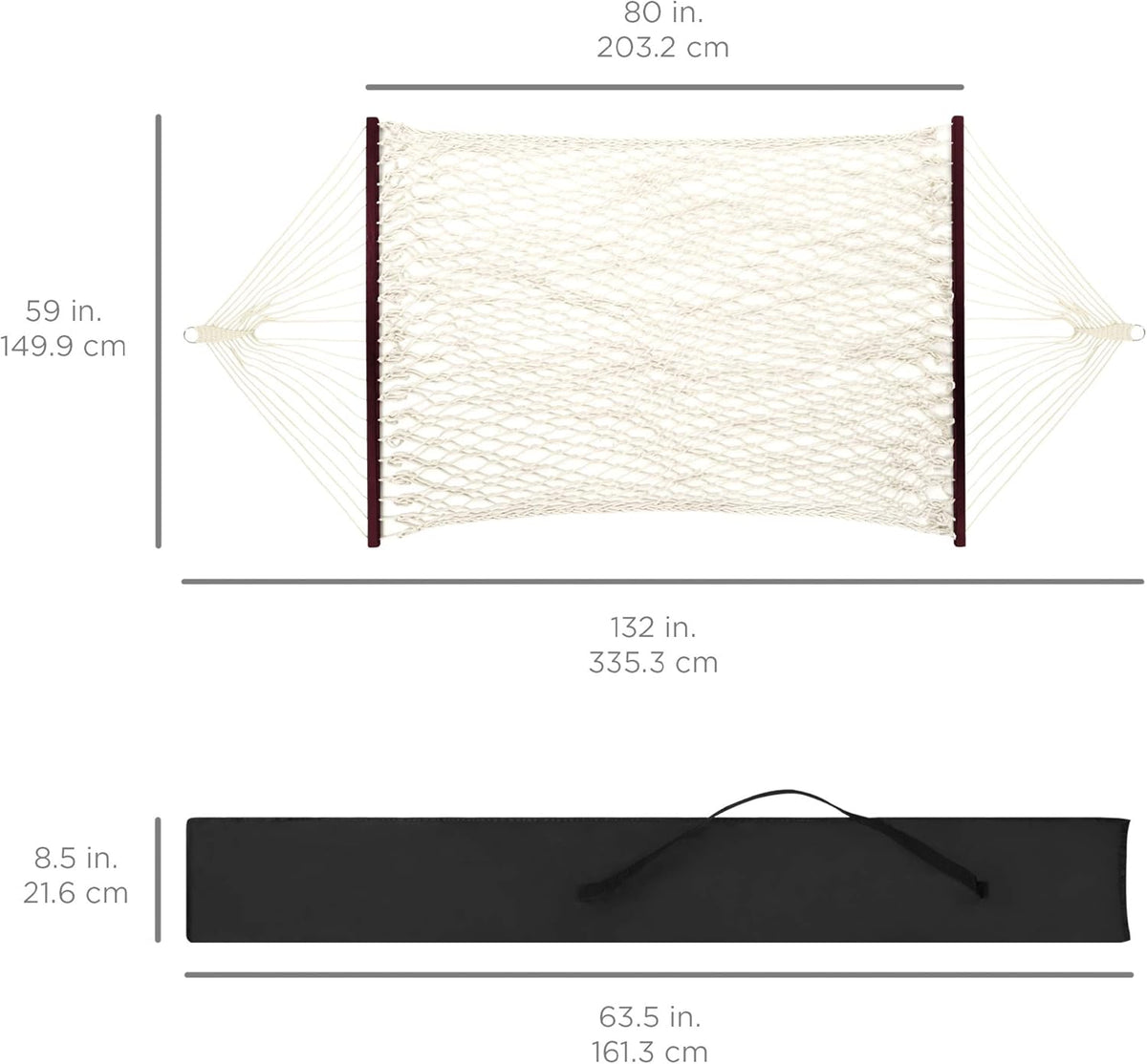 Best Choice Products 2-Person Double Hammock, Outdoor Woven Cotton Rope Hammocks for Backyard, Patio w/Spreader Bars, Carrying Case, 450lb Weight Capacity