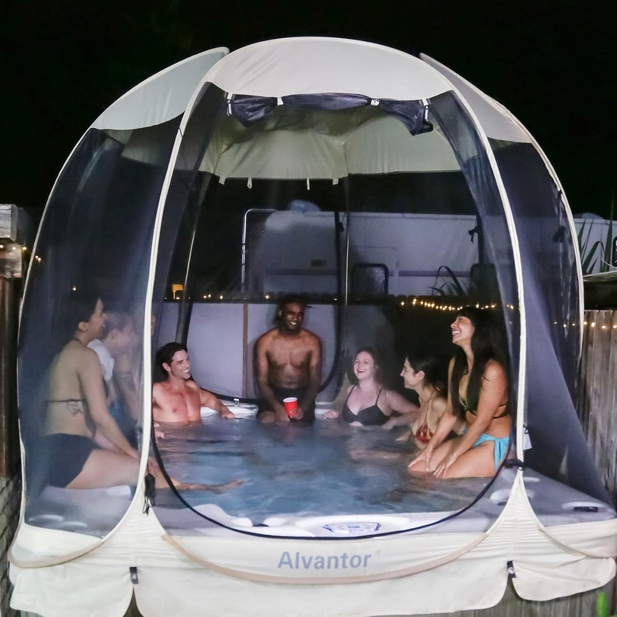 alvantor pop up screen house tent, instant outdoor, front angle view